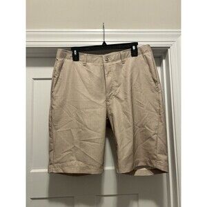 Men's Pebble Beach Golf Shorts Size 34 Khaki Check Tan Beige Stretch Polyester